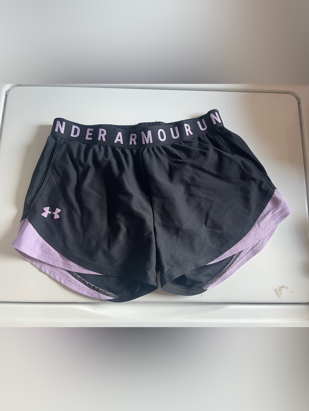 Under Armour Black and Lavender Women's Athletic Shorts